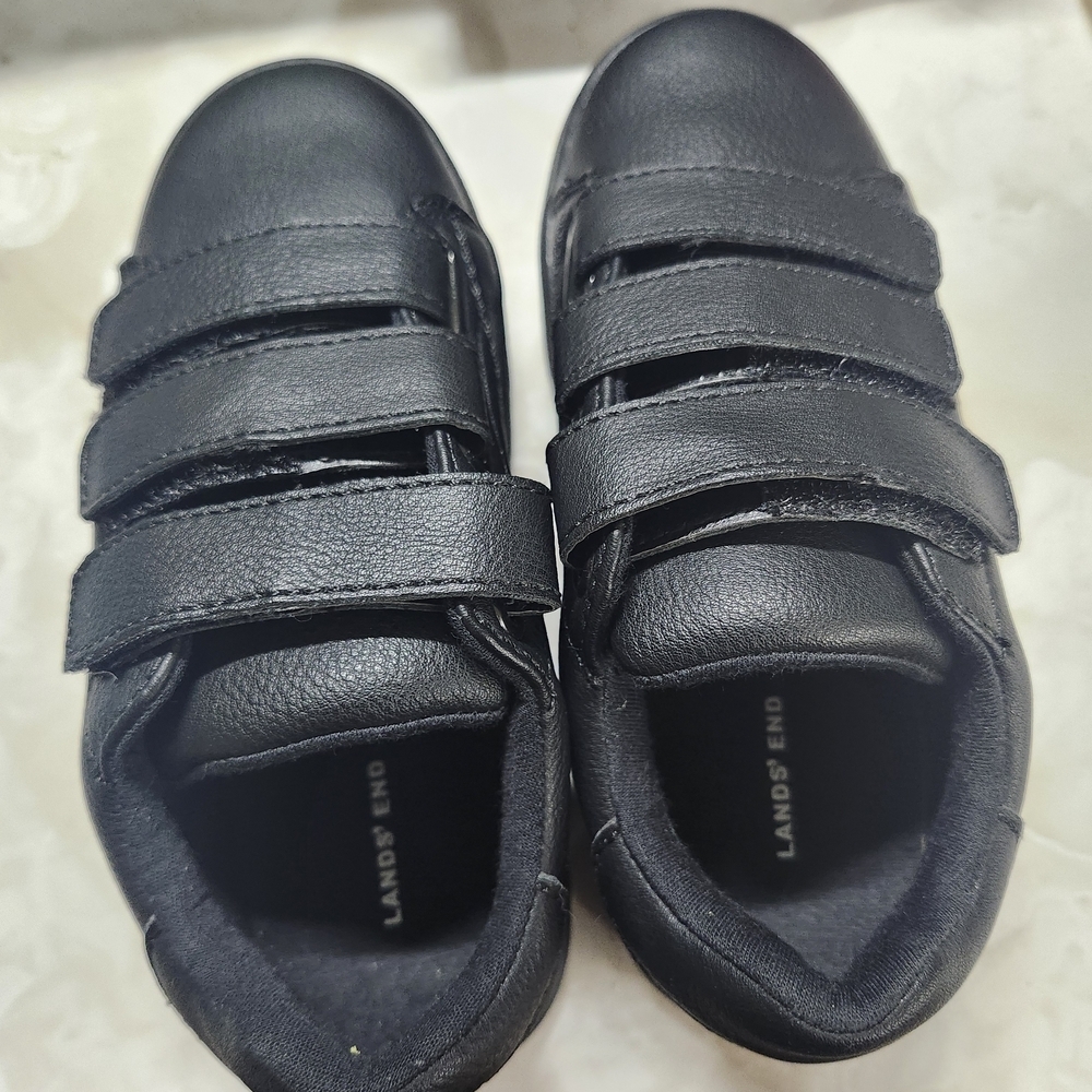 Lands' End Kids Black Velcro Sneakers